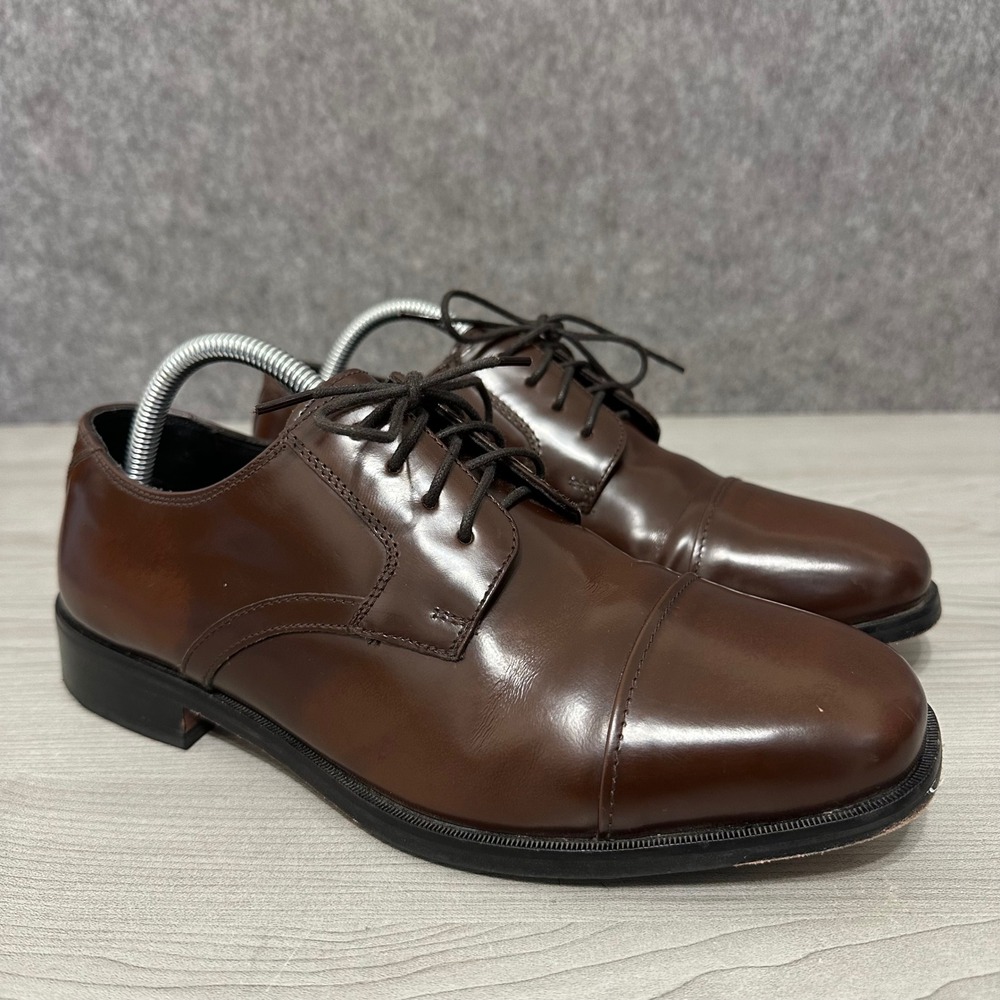 Nunn Bush‎ Mens Size 9 Brown Leather Cap Toe Oxford Dress Shoes Classic Vintage